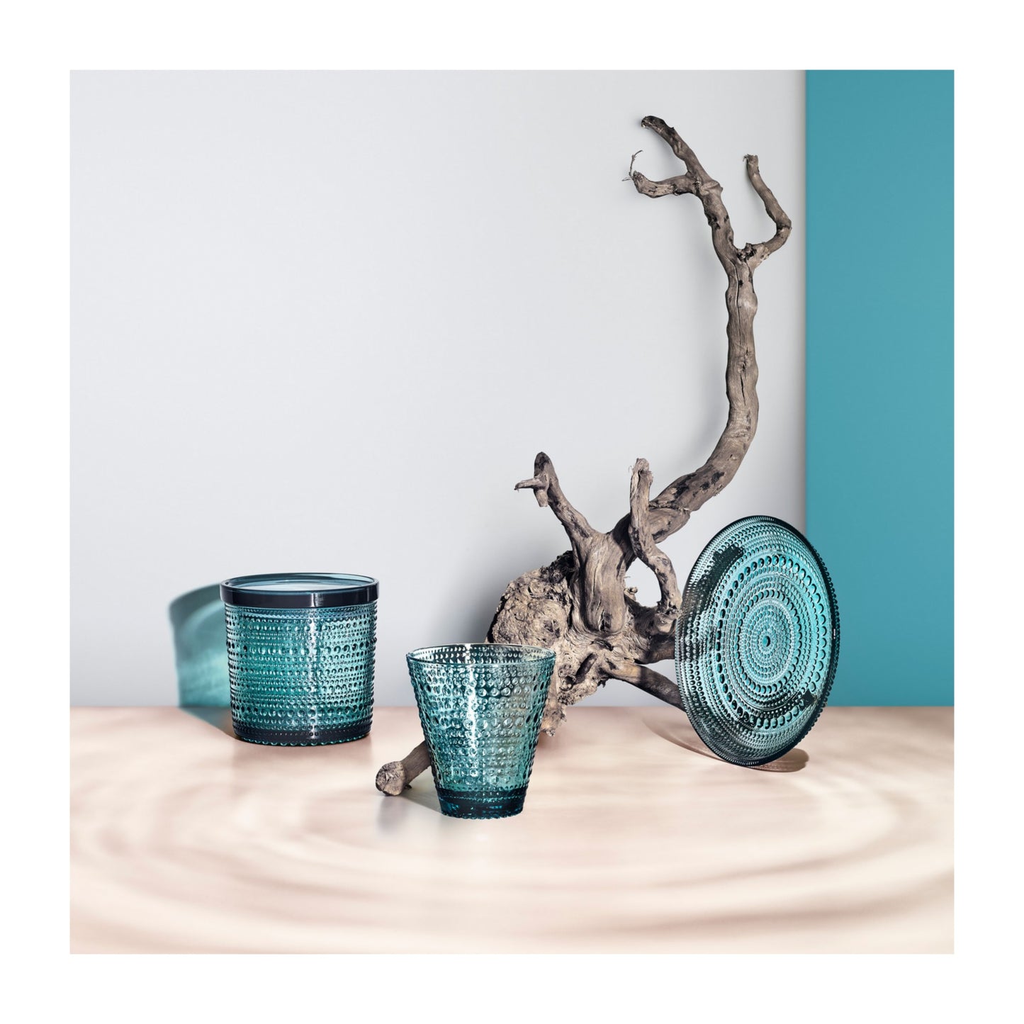 Iittala Kastehelmi jar with lid - two colors