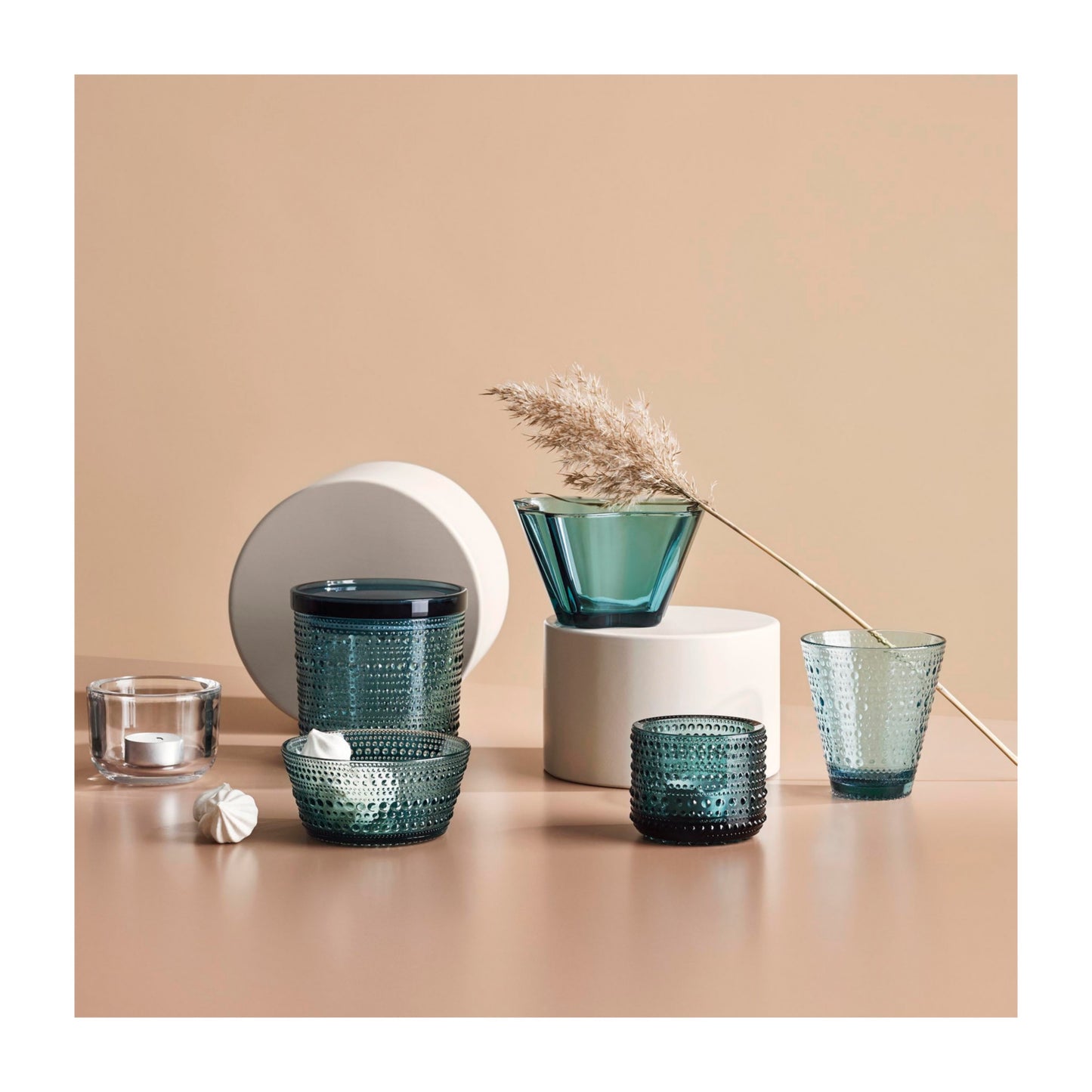 Iittala Kastehelmi jar with lid - two colors