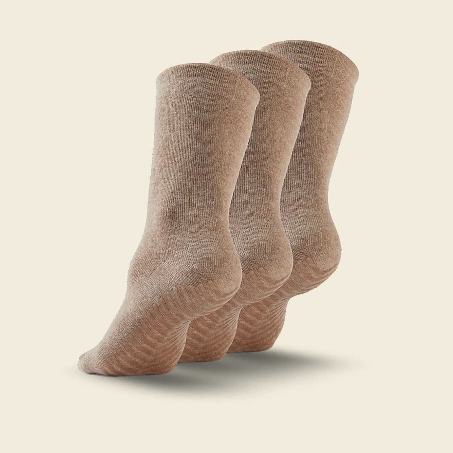 Gripsokkar Beige stærð 37-40  -  3 pör í pakka