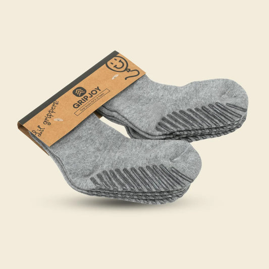 Gripsokkar fyrir börn, Gráir - 4 pör