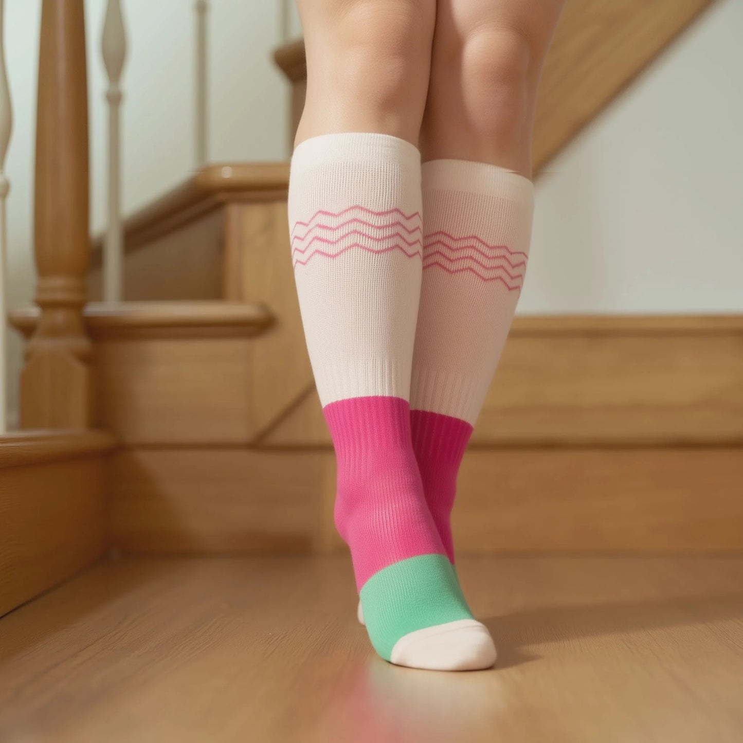 Þrýstisokkar með gripi Cream pink - 1 par
