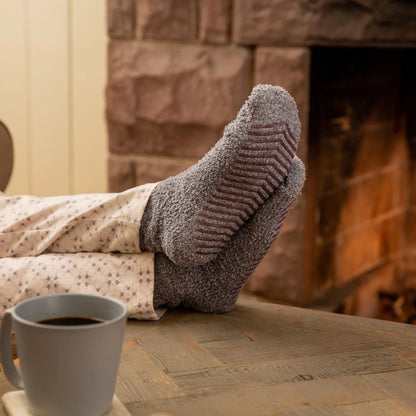 Hlýjir, mjúkir gripsokkar gráir - 2 pör