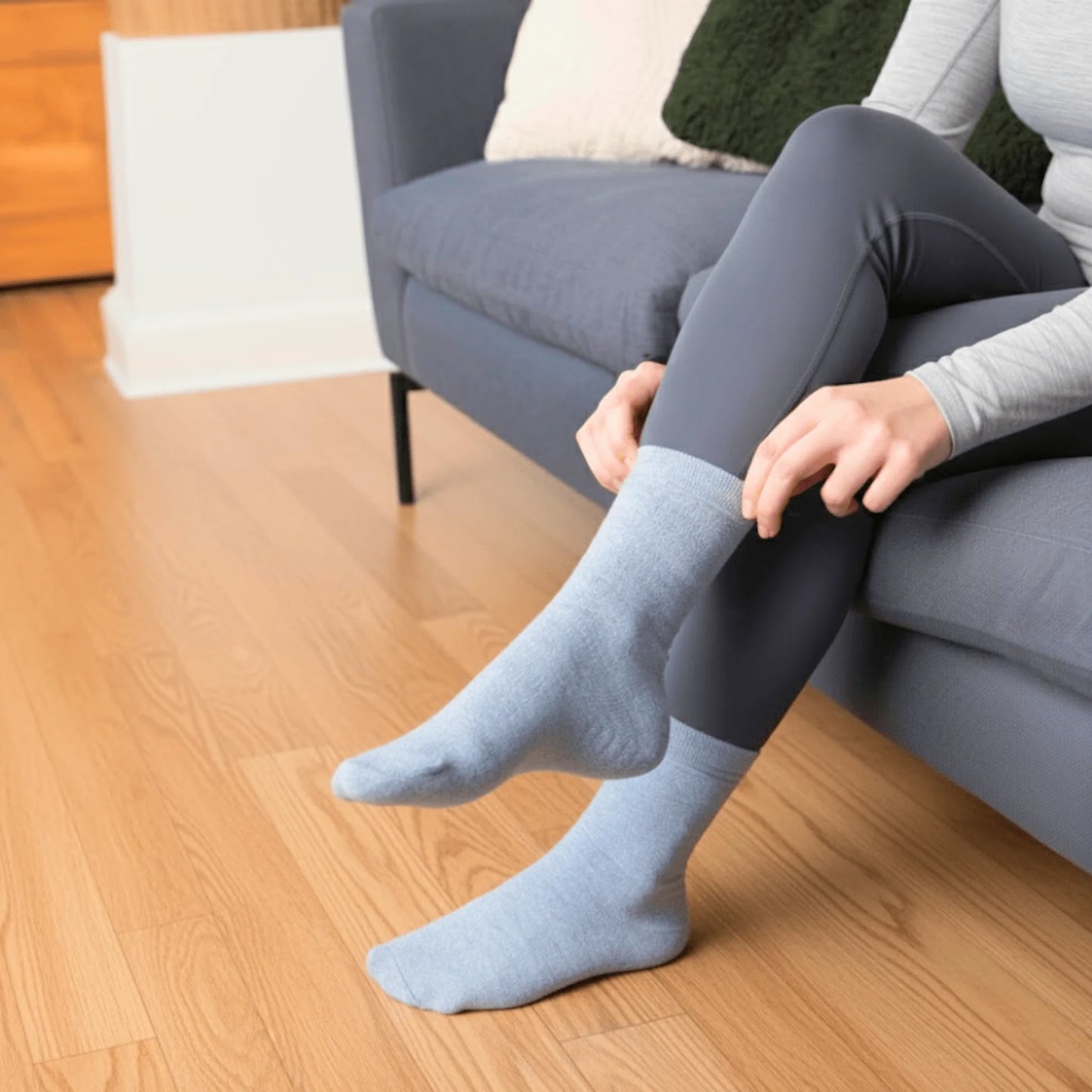 Gripsokkar Mixed heather green - 3 pör