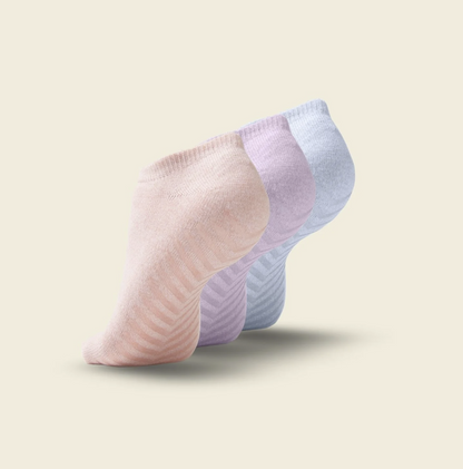 Ökkla gripsokkar - Mixed heather pink 3 pör