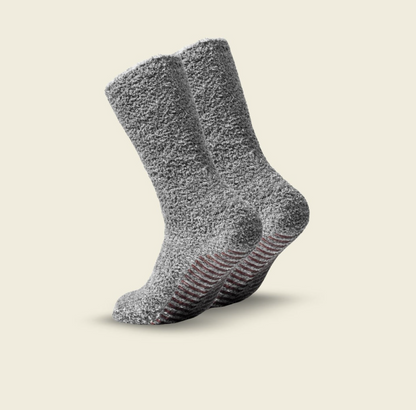 Hlýjir, mjúkir gripsokkar gráir - 2 pör