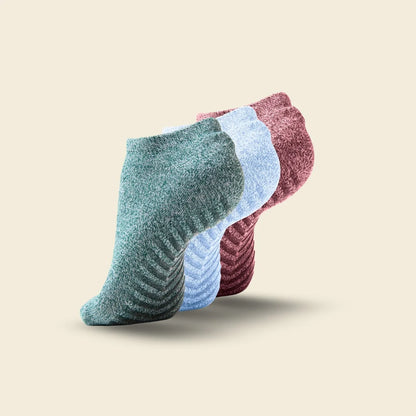 Ökkla gripsokkar - Mixed heather Green 3 pör